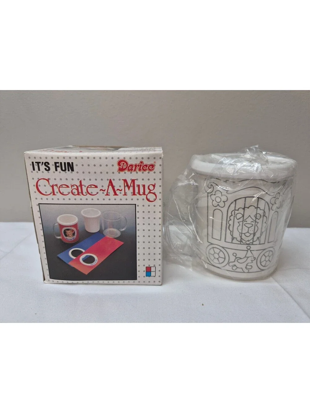 2 Darice Create-A-Mug Kids Craft Kit with Animal and Alphabet Design Mugs J73